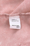 LC8512530-10-S, LC8512530-10-M, LC8512530-10-L, LC8512530-10-XL, LC8512530-10-2XL, Pink Women's Distressed Fringed Cropped Denim Jacket Long Sleeve Trucker Jacket