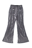 LC77253-13-S, LC77253-13-M, LC77253-13-L, LC77253-13-XL, LC77253-13-2XL, Silver Sequin Stripe High Waist Flare Pants