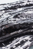 LC77253-13-S, LC77253-13-M, LC77253-13-L, LC77253-13-XL, LC77253-13-2XL, Silver Sequin Stripe High Waist Flare Pants