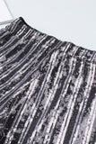 LC77253-13-S, LC77253-13-M, LC77253-13-L, LC77253-13-XL, LC77253-13-2XL, Silver Sequin Stripe High Waist Flare Pants