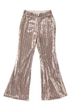 LC77253-18-S, LC77253-18-M, LC77253-18-L, LC77253-18-XL, LC77253-18-2XL, Apricot Sequin Stripe High Waist Flare Pants