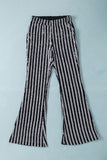LC77253-11-S, LC77253-11-M, LC77253-11-L, LC77253-11-XL, LC77253-11-2XL, Gray Sequin Stripe High Waist Flare Pants