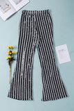 LC77253-11-S, LC77253-11-M, LC77253-11-L, LC77253-11-XL, LC77253-11-2XL, Gray Sequin Stripe High Waist Flare Pants