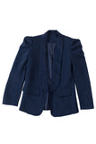 LC852380-5-S, LC852380-5-M, LC852380-5-L, LC852380-5-XL, LC852380-5-2XL, LC852380-5-XS, Blue Womens Casual Blazers Puff Sleeve Open Front Work Suit
