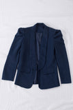 LC852380-5-S, LC852380-5-M, LC852380-5-L, LC852380-5-XL, LC852380-5-2XL, LC852380-5-XS, Blue Womens Casual Blazers Puff Sleeve Open Front Work Suit