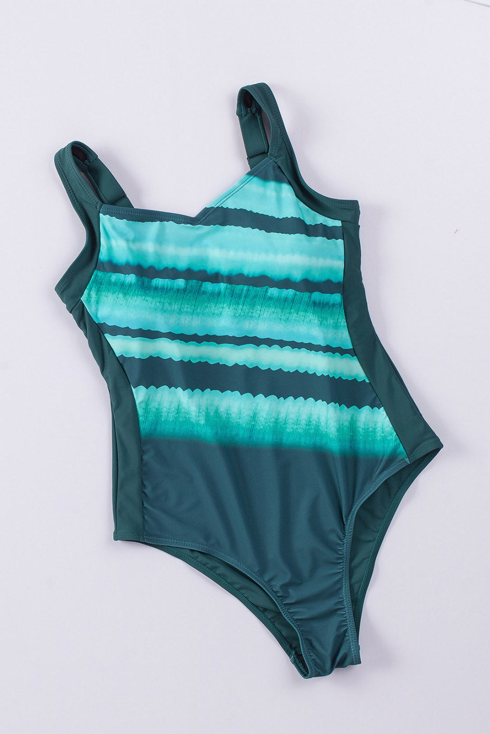 LC442787-104-S, LC442787-104-M, LC442787-104-L, LC442787-104-XL, LC442787-104-2XL, Sky Blue Women's One Piece Swimsuit Striped Pattern Print Sleeveless Bathing Suit
