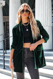 LC852449-9-S, LC852449-9-M, LC852449-9-L, LC852449-9-XL, Green Women Velvet Blazer Jacket Relaxed fit Casual Outerwear