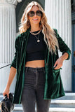 LC852449-9-S, LC852449-9-M, LC852449-9-L, LC852449-9-XL, Green Women Velvet Blazer Jacket Relaxed fit Casual Outerwear