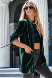 LC852449-9-S, LC852449-9-M, LC852449-9-L, LC852449-9-XL, Green Women Velvet Blazer Jacket Relaxed fit Casual Outerwear