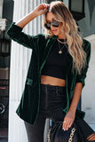 LC852449-9-S, LC852449-9-M, LC852449-9-L, LC852449-9-XL, Green Women Velvet Blazer Jacket Relaxed fit Casual Outerwear