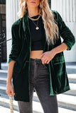 LC852449-9-S, LC852449-9-M, LC852449-9-L, LC852449-9-XL, Green Women Velvet Blazer Jacket Relaxed fit Casual Outerwear