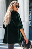 LC852449-9-S, LC852449-9-M, LC852449-9-L, LC852449-9-XL, Green Women Velvet Blazer Jacket Relaxed fit Casual Outerwear
