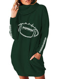 LC2722775-9-S, LC2722775-9-M, LC2722775-9-L, LC2722775-9-XL, Green Womens Turtleneck Oversized Sweater Dresses Print Pullover Ribbed Knit Dress