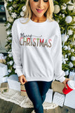 LC25313583-1-S, LC25313583-1-M, LC25313583-1-L, LC25313583-1-XL, LC25313583-1-2XL, White Merry Christmas Sweatshirt Women Leopar Holiday Pullover Tops