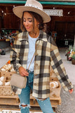 LC8511482-2-S, LC8511482-2-M, LC8511482-2-L, LC8511482-2-XL, LC8511482-2-2XL, Black Women's Flannel Plaid Jacket Long Sleeve Buttoned Shirts Coats Shacket