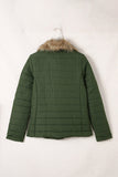 LC85117-9XXL, LC85117-9XL, LC85117-9L, LC85117-9M, LC85117-9S, Broute Green Winter Coats for Women Camel Faux Fur Collar Trim Black Quilted Jacket Outerwear