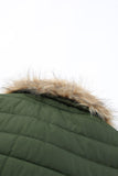 LC85117-9XXL, LC85117-9XL, LC85117-9L, LC85117-9M, LC85117-9S, Broute Green Winter Coats for Women Camel Faux Fur Collar Trim Black Quilted Jacket Outerwear