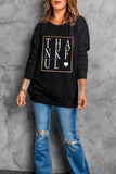 LC25313431-2-S, LC25313431-2-M, LC25313431-2-L, LC25313431-2-XL, LC25313431-2-2XL, Black Women Thankful Thanksgiving Day Tees Long Sleeve Sweatshirt