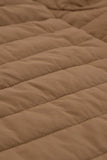 LC85117-17XXL, LC85117-17XL, LC85117-17L, LC85117-17M, LC85117-17S, Almond Brown Winter Coats for Women Camel Faux Fur Collar Trim Black Quilted Jacket Outerwear