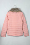 LC85117-10-XXL, LC85117-10-XL, LC85117-10-L, LC85117-10-M, LC85117-10-S, LC85117-10-2XL, powder pink Winter Coats for Women Camel Faux Fur Collar Trim Black Quilted Jacket Outerwear