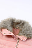 LC85117-10-XXL, LC85117-10-XL, LC85117-10-L, LC85117-10-M, LC85117-10-S, LC85117-10-2XL, powder pink Winter Coats for Women Camel Faux Fur Collar Trim Black Quilted Jacket Outerwear