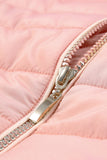 LC85117-10-XXL, LC85117-10-XL, LC85117-10-L, LC85117-10-M, LC85117-10-S, LC85117-10-2XL, powder pink Winter Coats for Women Camel Faux Fur Collar Trim Black Quilted Jacket Outerwear