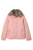 LC85117-10-XXL, LC85117-10-XL, LC85117-10-L, LC85117-10-M, LC85117-10-S, LC85117-10-2XL, powder pink Winter Coats for Women Camel Faux Fur Collar Trim Black Quilted Jacket Outerwear