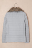 LC85117-1011-2XL, LC85117-1011-L, LC85117-1011-M, LC85117-1011-S, LC85117-1011-XL, Glacier Grey Winter Coats for Women Camel Faux Fur Collar Trim Black Quilted Jacket Outerwear