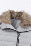 LC85117-1011-2XL, LC85117-1011-L, LC85117-1011-M, LC85117-1011-S, LC85117-1011-XL, Glacier Grey Winter Coats for Women Camel Faux Fur Collar Trim Black Quilted Jacket Outerwear