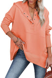 LC25311926-14-S, LC25311926-14-M, LC25311926-14-L, LC25311926-14-XL, LC25311926-14-2XL, Orange Batwing Sleeve Pocketed Henley Hoodie