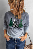 Christmas Tree Sweatshirt Gradient Winter Pullover Tops for Womens