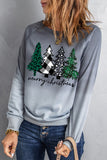 Christmas Tree Sweatshirt Gradient Winter Pullover Tops for Womens