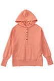LC25311926-14-S, LC25311926-14-M, LC25311926-14-L, LC25311926-14-XL, LC25311926-14-2XL, Orange Batwing Sleeve Pocketed Henley Hoodie