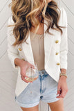 LC852446-1-S, LC852446-1-M, LC852446-1-L, LC852446-1-XL, LC852446-1-2XL, White Womens Lapel Button Work Jackets Draped Open Front Work Suit