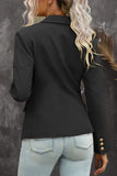 LC852446-2-S, LC852446-2-M, LC852446-2-L, LC852446-2-XL, LC852446-2-2XL, Black Womens Lapel Button Work Jackets Draped Open Front Work Suit