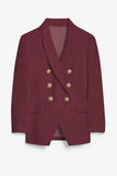 LC852446-3-S, LC852446-3-M, LC852446-3-L, LC852446-3-XL, LC852446-3-2XL, Red Womens Lapel Button Work Jackets Draped Open Front Work Suit