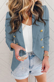 LC852446-4-S, LC852446-4-M, LC852446-4-L, LC852446-4-XL, LC852446-4-2XL, Sky Blue Womens Lapel Button Work Jackets Draped Open Front Work Suit