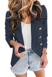 LC852446-5-S, LC852446-5-M, LC852446-5-L, LC852446-5-XL, LC852446-5-2XL, Blue Womens Lapel Button Work Jackets Draped Open Front Work Suit