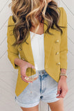 LC852446-7-S, LC852446-7-M, LC852446-7-L, LC852446-7-XL, LC852446-7-2XL, Yellow Womens Lapel Button Work Jackets Draped Open Front Work Suit