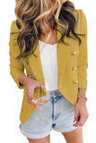 LC852446-7-S, LC852446-7-M, LC852446-7-L, LC852446-7-XL, LC852446-7-2XL, Yellow Womens Lapel Button Work Jackets Draped Open Front Work Suit