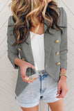 LC852446-11-S, LC852446-11-M, LC852446-11-L, LC852446-11-XL, LC852446-11-2XL, Gray Womens Lapel Button Work Jackets Draped Open Front Work Suit