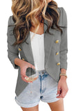 LC852446-11-S, LC852446-11-M, LC852446-11-L, LC852446-11-XL, LC852446-11-2XL, Gray Womens Lapel Button Work Jackets Draped Open Front Work Suit