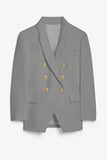 LC852446-11-S, LC852446-11-M, LC852446-11-L, LC852446-11-XL, LC852446-11-2XL, Gray Womens Lapel Button Work Jackets Draped Open Front Work Suit