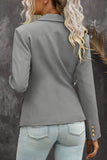 LC852446-11-S, LC852446-11-M, LC852446-11-L, LC852446-11-XL, LC852446-11-2XL, Gray Womens Lapel Button Work Jackets Draped Open Front Work Suit