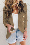 LC852446-16-S, LC852446-16-M, LC852446-16-L, LC852446-16-XL, LC852446-16-2XL, Khaki Womens Lapel Button Work Jackets Draped Open Front Work Suit