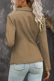 LC852446-16-S, LC852446-16-M, LC852446-16-L, LC852446-16-XL, LC852446-16-2XL, Khaki Womens Lapel Button Work Jackets Draped Open Front Work Suit