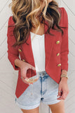 LC852446-103-S, LC852446-103-M, LC852446-103-L, LC852446-103-XL, LC852446-103-2XL, Red Womens Lapel Button Work Jackets Draped Open Front Work Suit