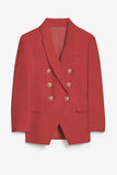 LC852446-103-S, LC852446-103-M, LC852446-103-L, LC852446-103-XL, LC852446-103-2XL, Red Womens Lapel Button Work Jackets Draped Open Front Work Suit
