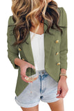 LC852446-109-S, LC852446-109-M, LC852446-109-L, LC852446-109-XL, LC852446-109-2XL, Green Womens Lapel Button Work Jackets Draped Open Front Work Suit