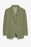 LC852446-109-S, LC852446-109-M, LC852446-109-L, LC852446-109-XL, LC852446-109-2XL, Green Womens Lapel Button Work Jackets Draped Open Front Work Suit